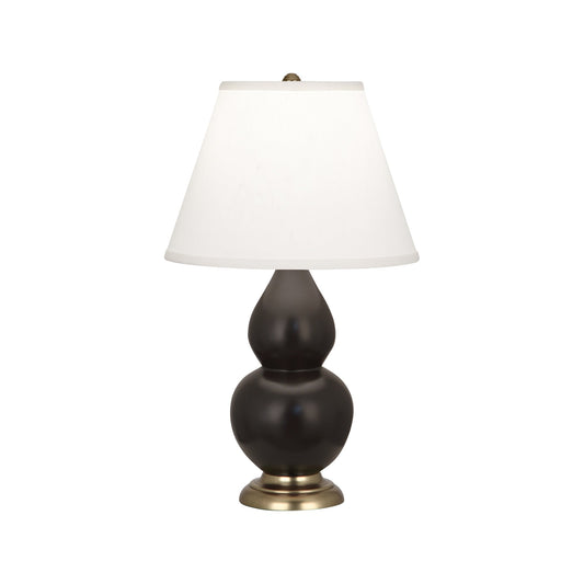 Robert Abbey  Matte Coffee Small Double Gourd Accent Lamp in Matte Coffee Glazed Ceramic with Antique Brass Finished Accents MCF50