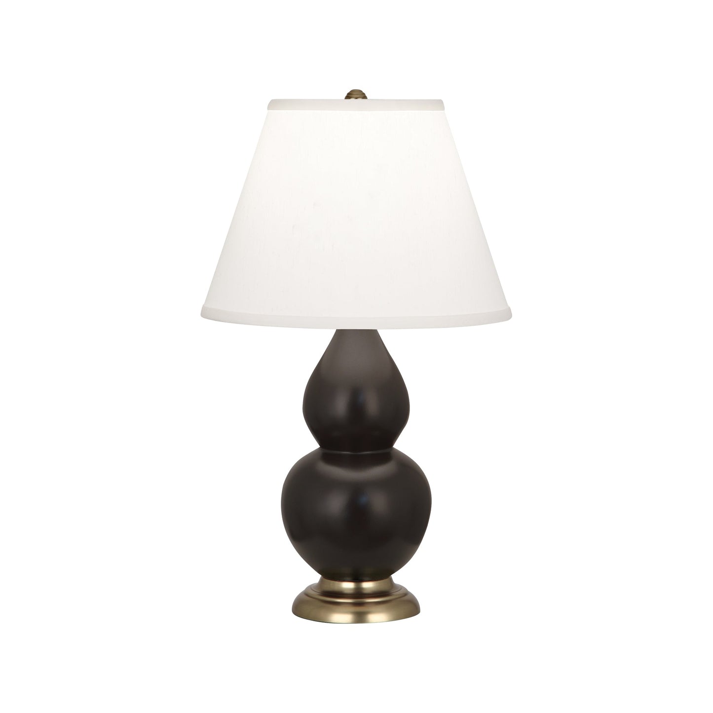 Robert Abbey  Matte Coffee Small Double Gourd Accent Lamp in Matte Coffee Glazed Ceramic with Antique Brass Finished Accents MCF50