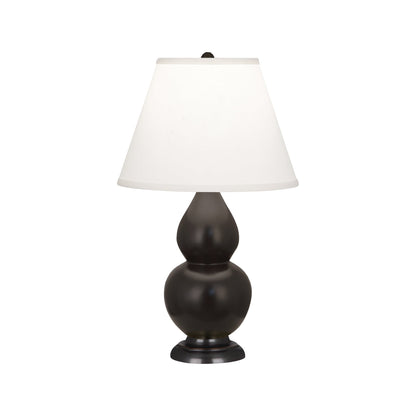 Robert Abbey  Matte Coffee Small Double Gourd Accent Lamp in Matte Coffee Glazed Ceramic with Deep Patina Bronze Finished Accents MCF51