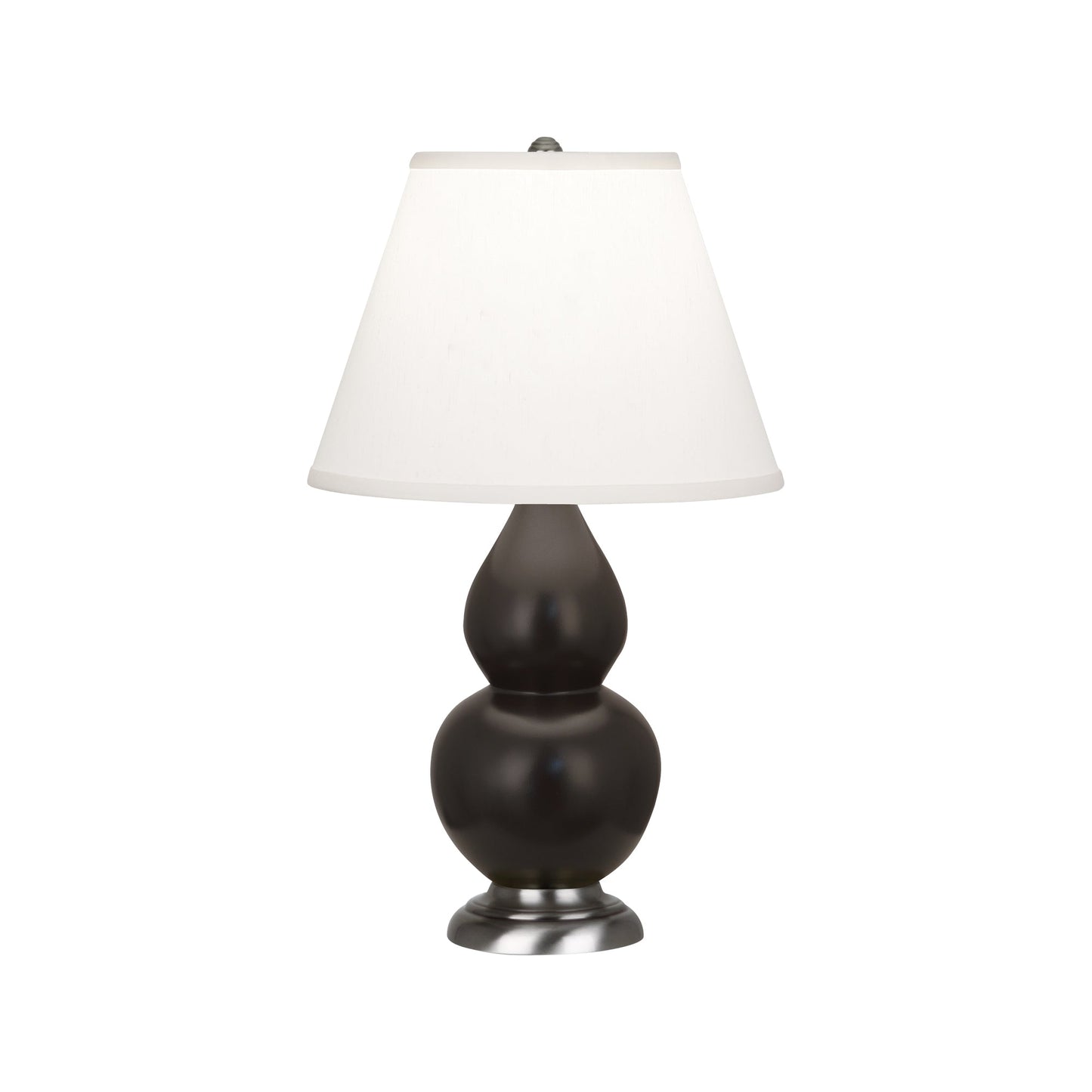 Robert Abbey  Matte Coffee Small Double Gourd Accent Lamp in Matte Coffee Glazed Ceramic with Antique Silver Finished Accents MCF52