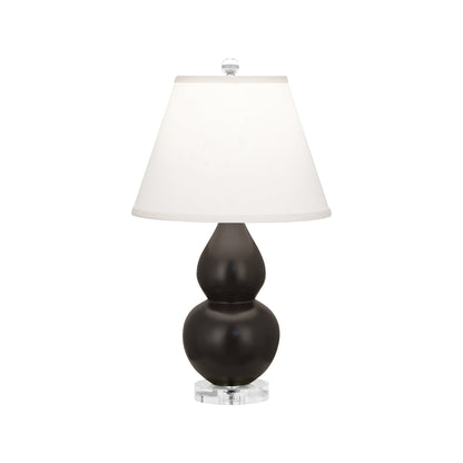 Robert Abbey  Matte Coffee Small Double Gourd Accent Lamp in Matte Coffee Glazed Ceramic with Lucite Base MCF53