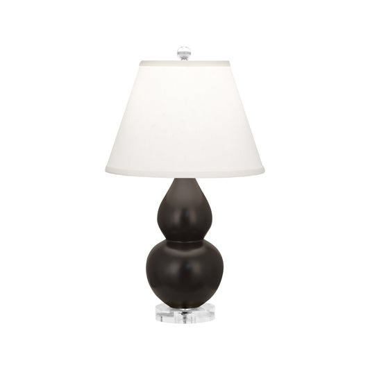 Robert Abbey  Matte Coffee Small Double Gourd Accent Lamp in Matte Coffee Glazed Ceramic with Lucite Base MCF53