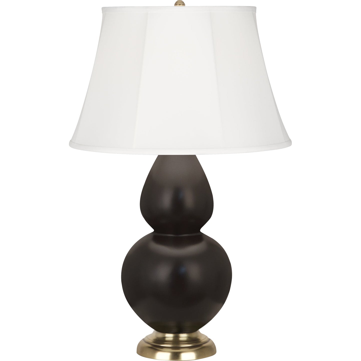 Robert Abbey  Matte Coffee Double Gourd Table Lamp in Matte Coffee Glazed Ceramic with Antique Brass Finished Accents MCF54