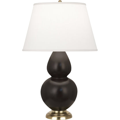 Robert Abbey  Matte Coffee Double Gourd Table Lamp in Matte Coffee Glazed Ceramic with Antique Brass Finished Accents MCF55