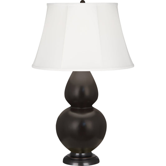 Robert Abbey  Matte Coffee Double Gourd Table Lamp in Matte Coffee Glazed Ceramic with Deep Patina Bronze Finished Accents MCF56