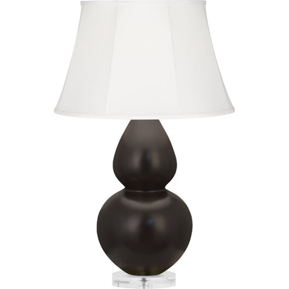 Robert Abbey  Matte Coffee Double Gourd Table Lamp in Matte Coffee Glazed Ceramic with Lucite Base MCF61