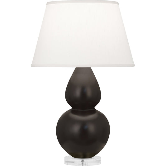 Robert Abbey  Matte Coffee Double Gourd Table Lamp in Matte Coffee Glazed Ceramic with Lucite Base MCF62