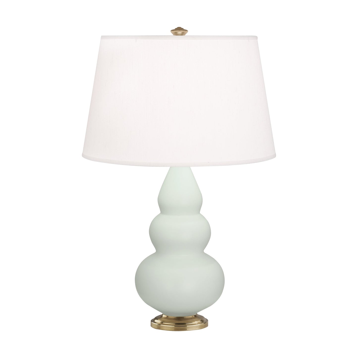 Robert Abbey  Matte Celadon Small Triple Gourd Accent Lamp in Matte Celadon Glazed Ceramic with Antique Natural Brass Finished Accents MCL30