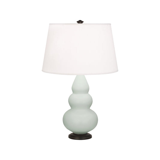 Robert Abbey  Matte Celadon Small Triple Gourd Accent Lamp in Matte Celadon Glazed Ceramic with Deep Patina Bronze Finished Accents MCL31