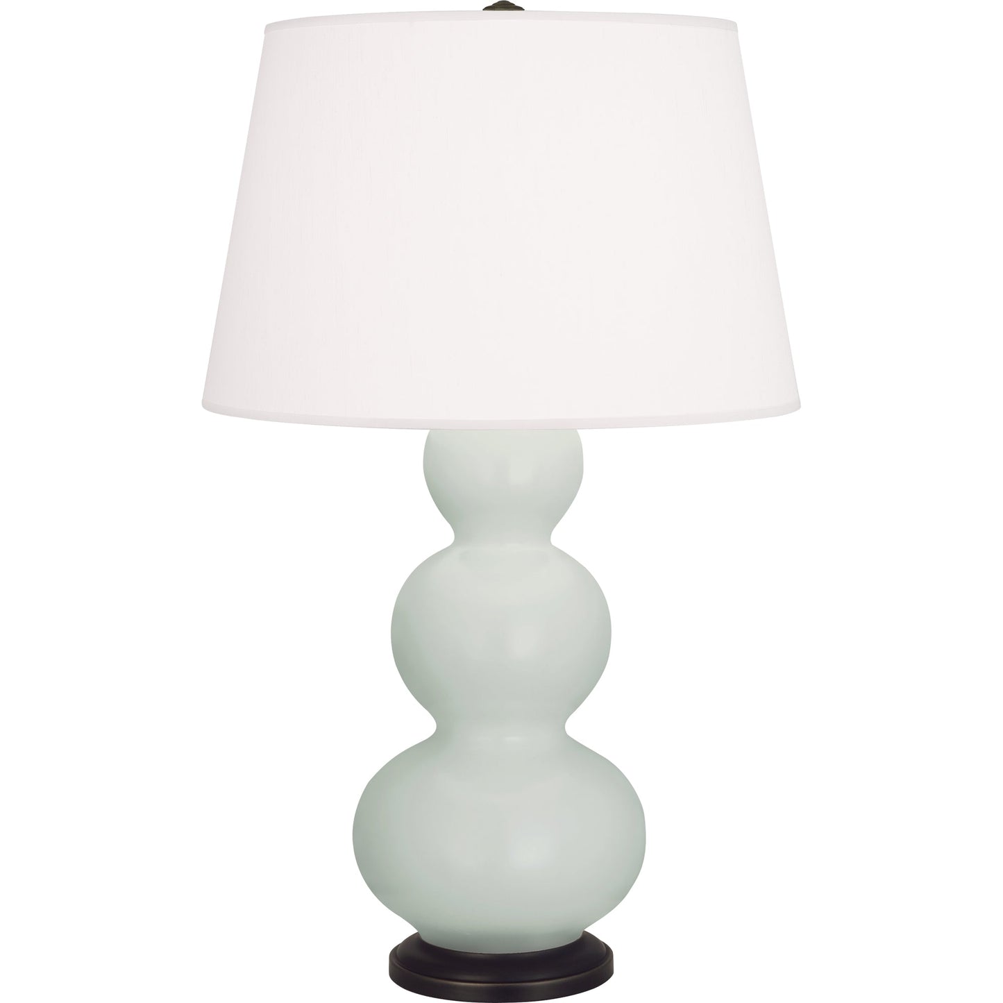 Robert Abbey  Matte Celadon Triple Gourd Table Lamp in Matte Celadon Glazed Ceramic with Deep Patina Bronze Finished Accents MCL41