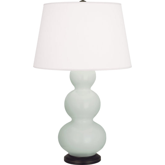 Robert Abbey  Matte Celadon Triple Gourd Table Lamp in Matte Celadon Glazed Ceramic with Deep Patina Bronze Finished Accents MCL41