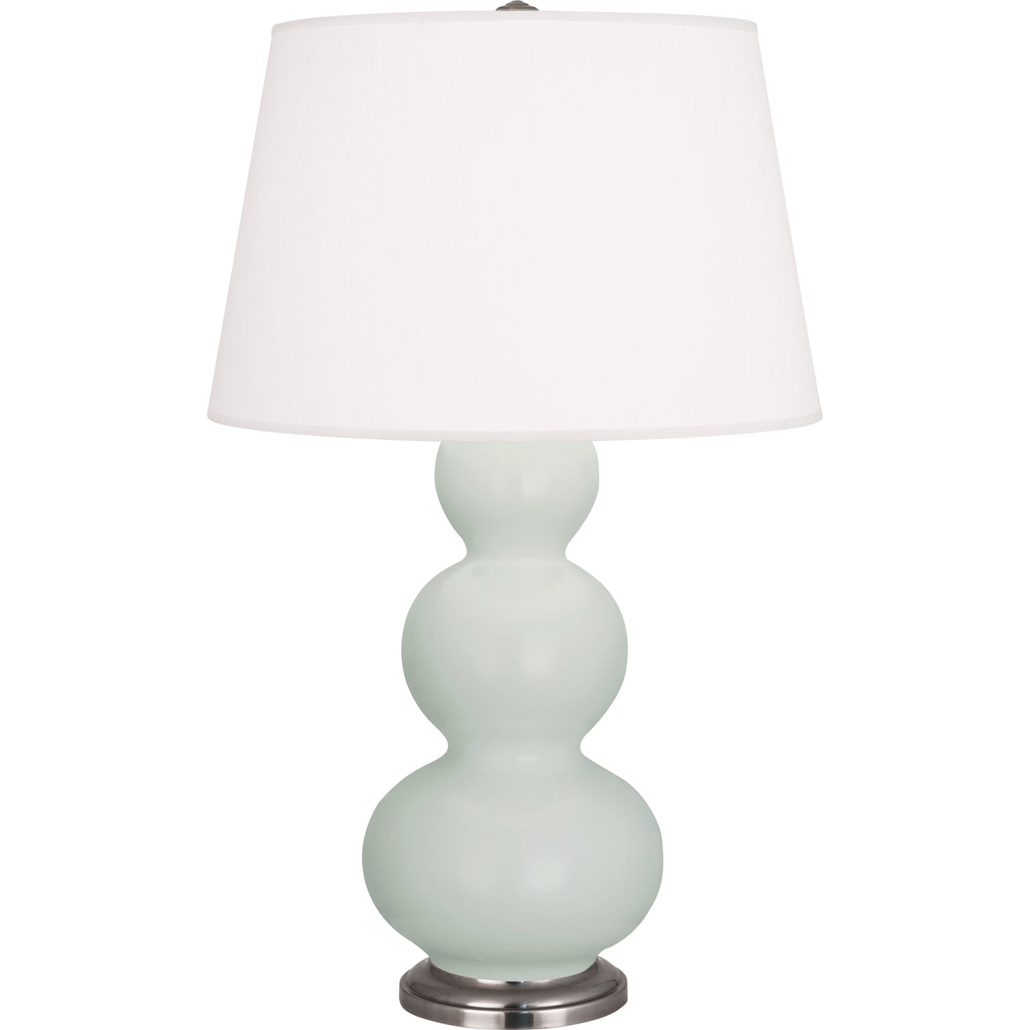 Robert Abbey  Matte Celadon Triple Gourd Table Lamp in Matte Celadon Glazed Ceramic with Antique Silver Finished Accents MCL42