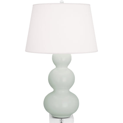 Robert Abbey  Matte Celadon Triple Gourd Table Lamp in Matte Celadon Glazed Ceramic with Lucite Base MCL43