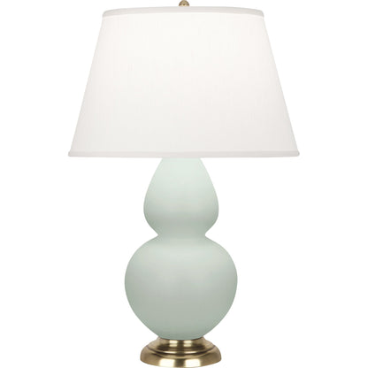 Robert Abbey  Matte Celadon Double Gourd Table Lamp in Matte Celadon Glazed Ceramic with Antique Brass Accents MCL55