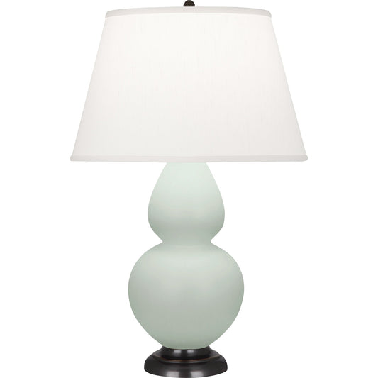 Robert Abbey  Matte Celadon Double Gourd Table Lamp in Matte Celadon Glazed Ceramic with Deep Patina Bronze Accents MCL57