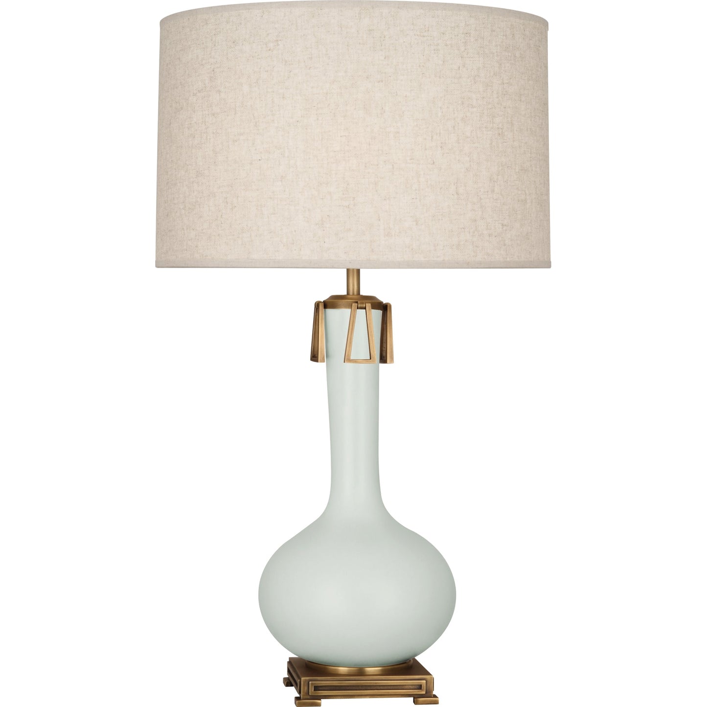 Robert Abbey  Matte Celadon Athena Table Lamp in Matte Celadon Glazed Ceramic with Aged Brass Accents MCL92