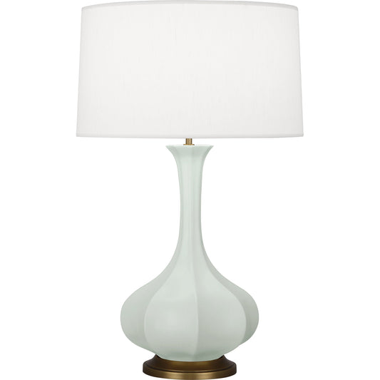 Robert Abbey  Matte Celadon Pike Table Lamp in Matte Celadon Glazed Ceramic with Aged Brass Accents MCL94