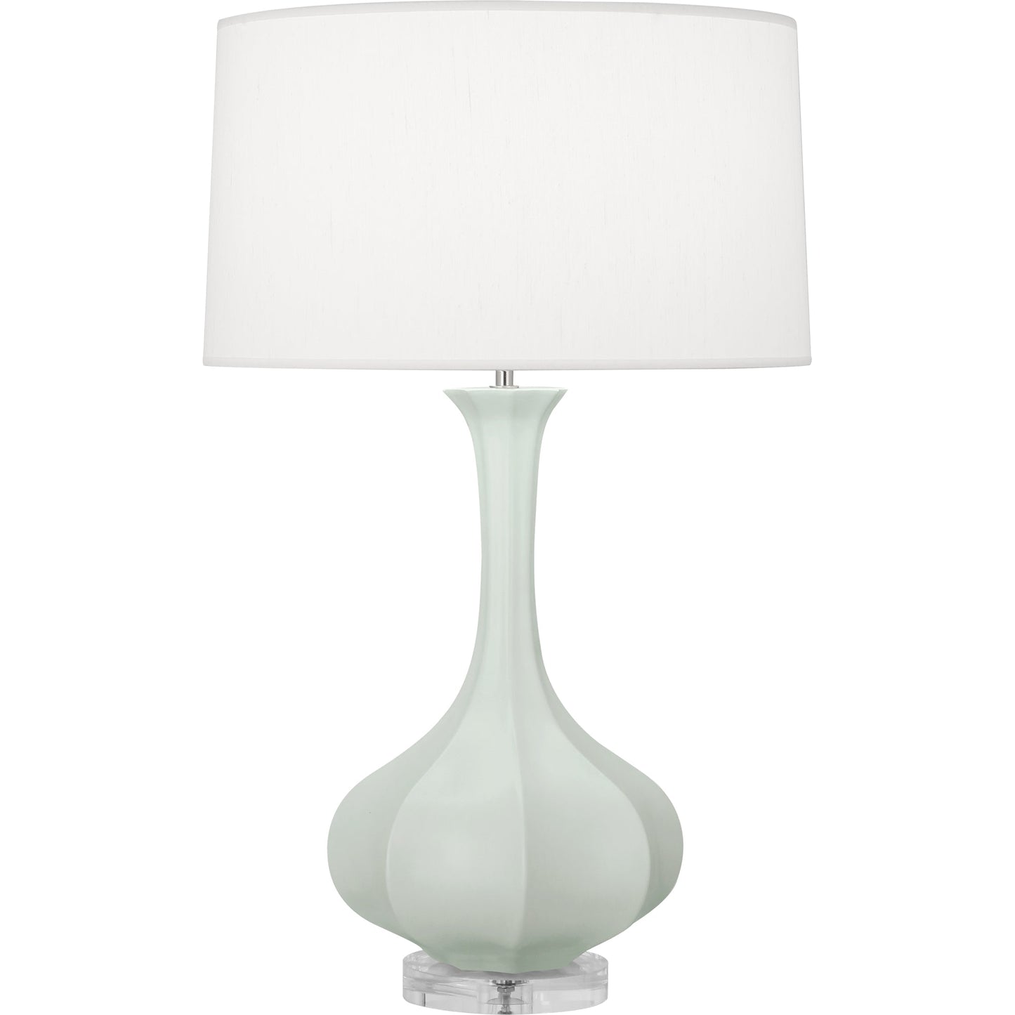 Robert Abbey  Matte Celadon Pike Table Lamp in Matte Celadon Glazed Ceramic with Lucite Base MCL96