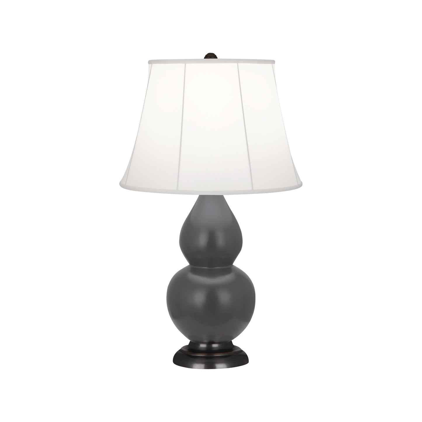 Robert Abbey  Matte Ash Small Double Gourd Accent Lamp in Matte Ash Glazed Ceramic with Deep Patina Bronze Finished Accents MCR11