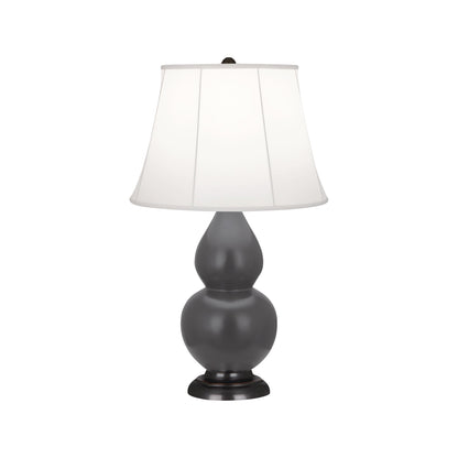 Robert Abbey  Matte Ash Small Double Gourd Accent Lamp in Matte Ash Glazed Ceramic with Deep Patina Bronze Finished Accents MCR11