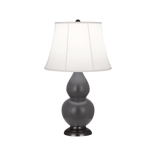 Robert Abbey  Matte Ash Small Double Gourd Accent Lamp in Matte Ash Glazed Ceramic with Deep Patina Bronze Finished Accents MCR11