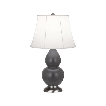 Robert Abbey  Matte Ash Small Double Gourd Accent Lamp in Matte Ash Glazed Ceramic with Antique Silver Finished Accents MCR12