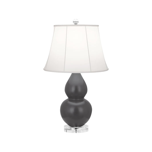 Robert Abbey  Matte Ash Small Double Gourd Accent Lamp in Matte Ash Glazed Ceramic with Lucite Base MCR13