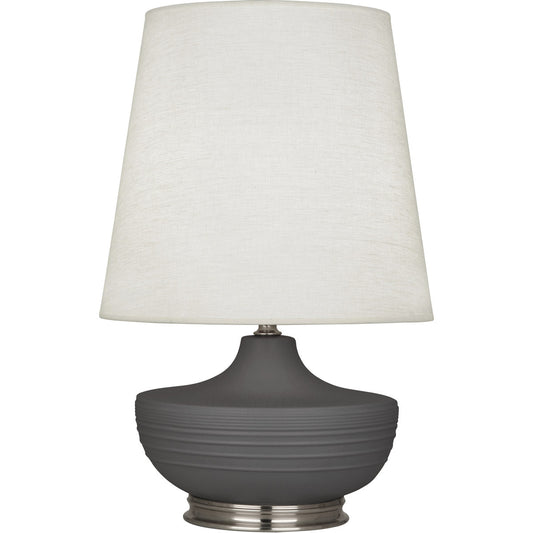 Robert Abbey  Michael Berman Matte Ash Michael Berman Nolan Table Lamp in Matte Ash Glazed Ceramic with Dark Antique Nickel Accents MCR23