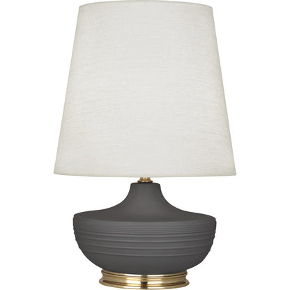 Robert Abbey  Michael Berman Matte Ash Michael Berman Nolan Table Lamp in Matte Ash Glazed Ceramic with Modern Brass Accents MCR24