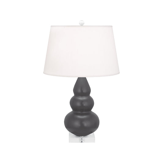 Robert Abbey  Matte Ash Small Triple Gourd Accent Lamp in Matte Ash Glazed Ceramic with Lucite Base MCR33