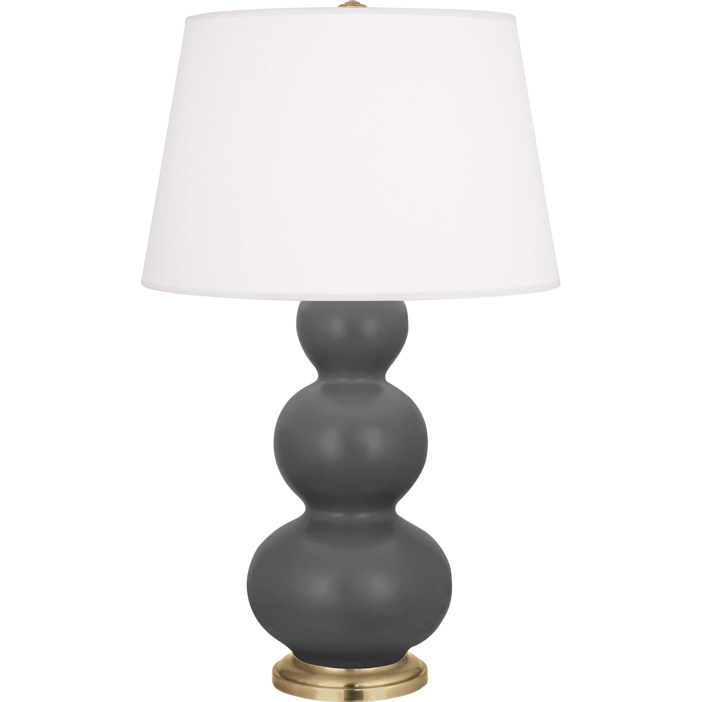 Robert Abbey  Matte Ash Triple Gourd Table Lamp in Matte Ash Glazed Ceramic with Antique Brass Finished Accents MCR40