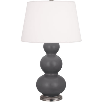 Robert Abbey  Matte Ash Triple Gourd Table Lamp in Matte Ash Glazed Ceramic with Antique Silver Finished Accents MCR42