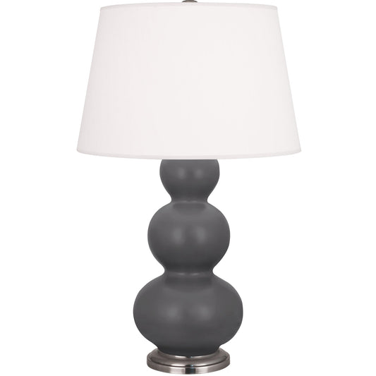 Robert Abbey  Matte Ash Triple Gourd Table Lamp in Matte Ash Glazed Ceramic with Antique Silver Finished Accents MCR42