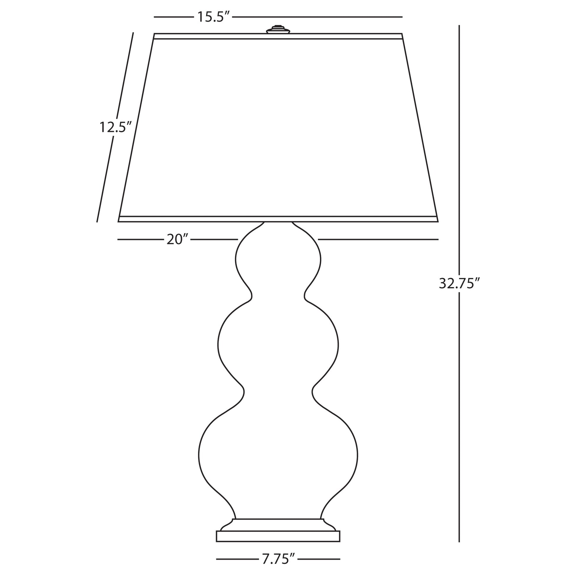 Robert Abbey  Matte Ash Triple Gourd Table Lamp in Matte Ash Glazed Ceramic with Antique Silver Finished Accents MCR42