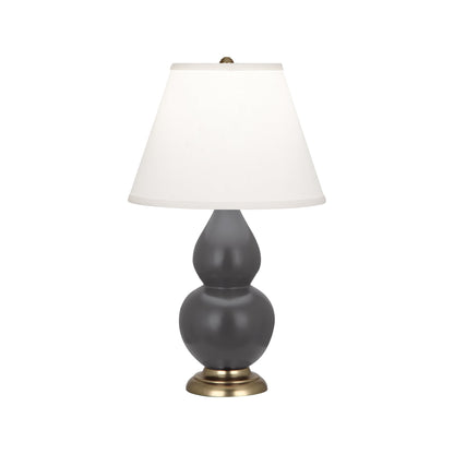 Robert Abbey  Matte Ash Small Double Gourd Accent Lamp in Matte Ash Glazed Ceramic with Antique Brass Finished Accents MCR50