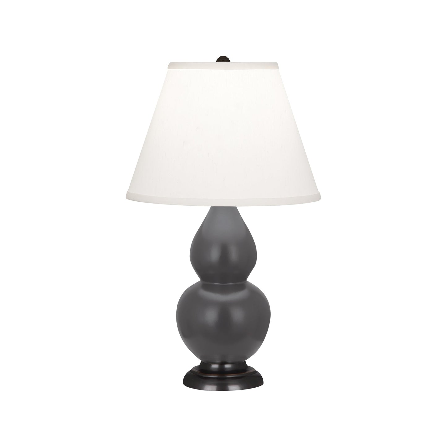 Robert Abbey  Matte Ash Small Double Gourd Accent Lamp in Matte Ash Glazed Ceramic with Deep Patina Bronze Finished Accents MCR51