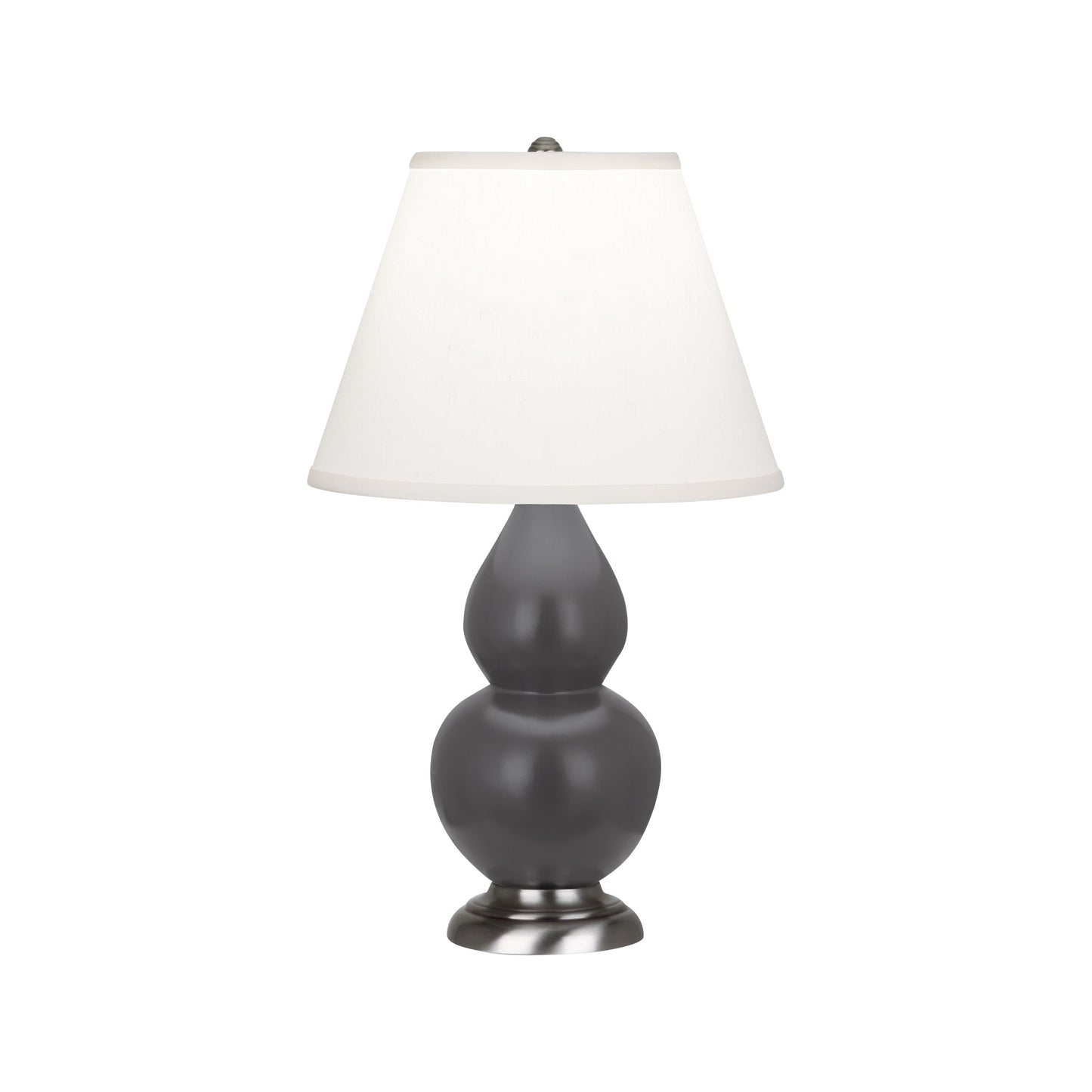 Robert Abbey  Matte Ash Small Double Gourd Accent Lamp in Matte Ash Glazed Ceramic with Antique Silver Finished Accents MCR52