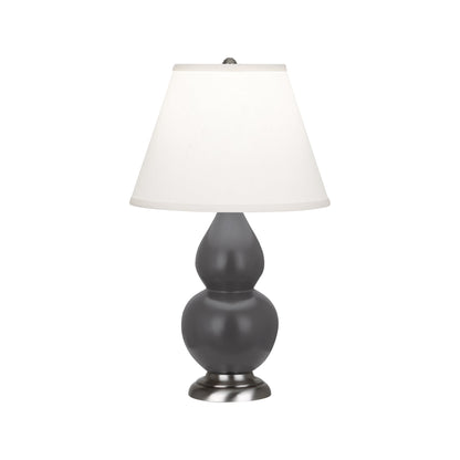 Robert Abbey  Matte Ash Small Double Gourd Accent Lamp in Matte Ash Glazed Ceramic with Antique Silver Finished Accents MCR52