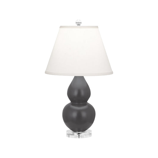 Robert Abbey  Matte Ash Small Double Gourd Accent Lamp in Matte Ash Glazed Ceramic with Lucite Base MCR53