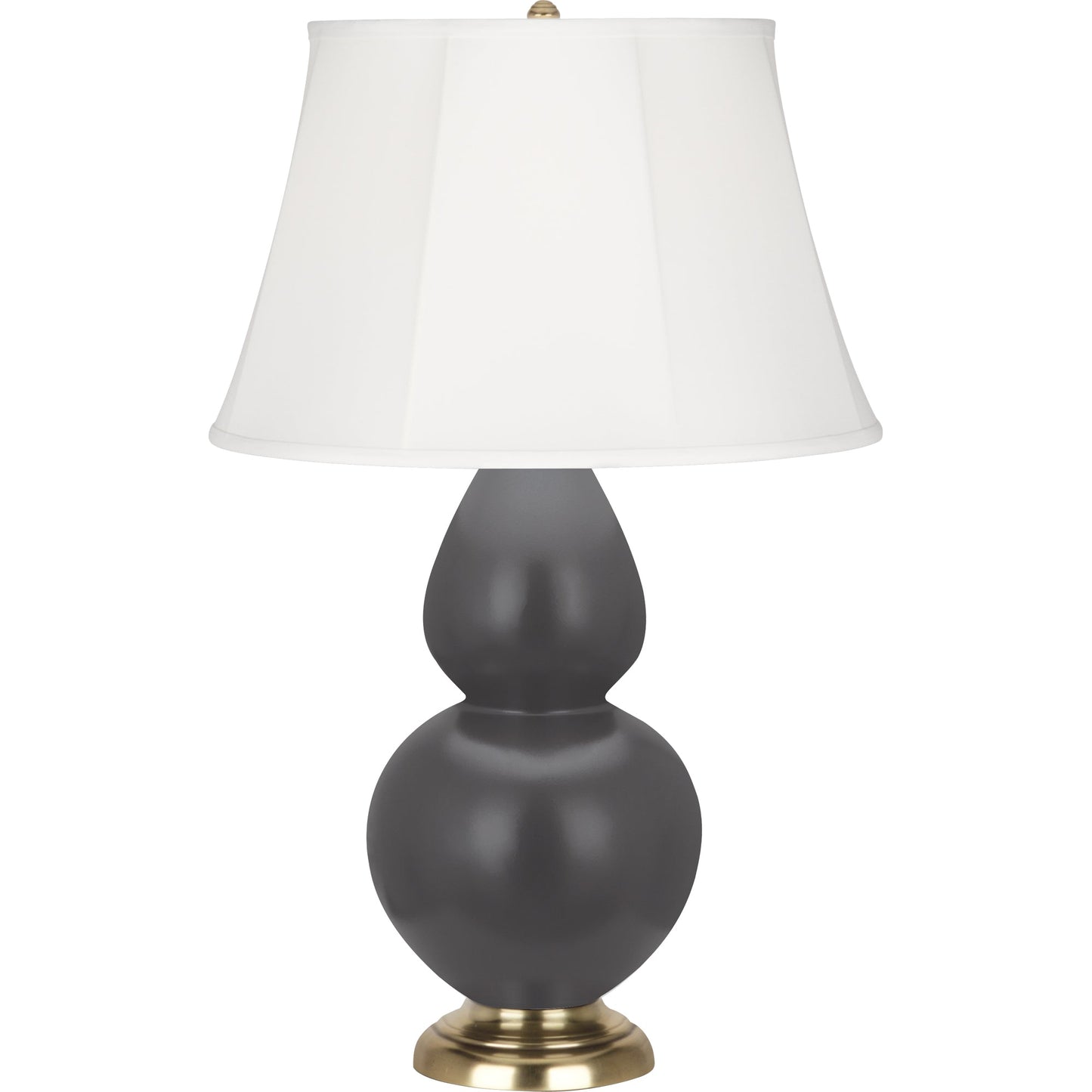 Robert Abbey  Matte Ash Double Gourd Table Lamp in Matte Ash Glazed Ceramic with Antique Brass Finished Accents MCR54