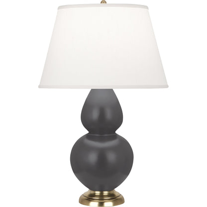 Robert Abbey  Matte Ash Double Gourd Table Lamp in Matte Ash Glazed Ceramic with Antique Brass Finished Accents MCR55