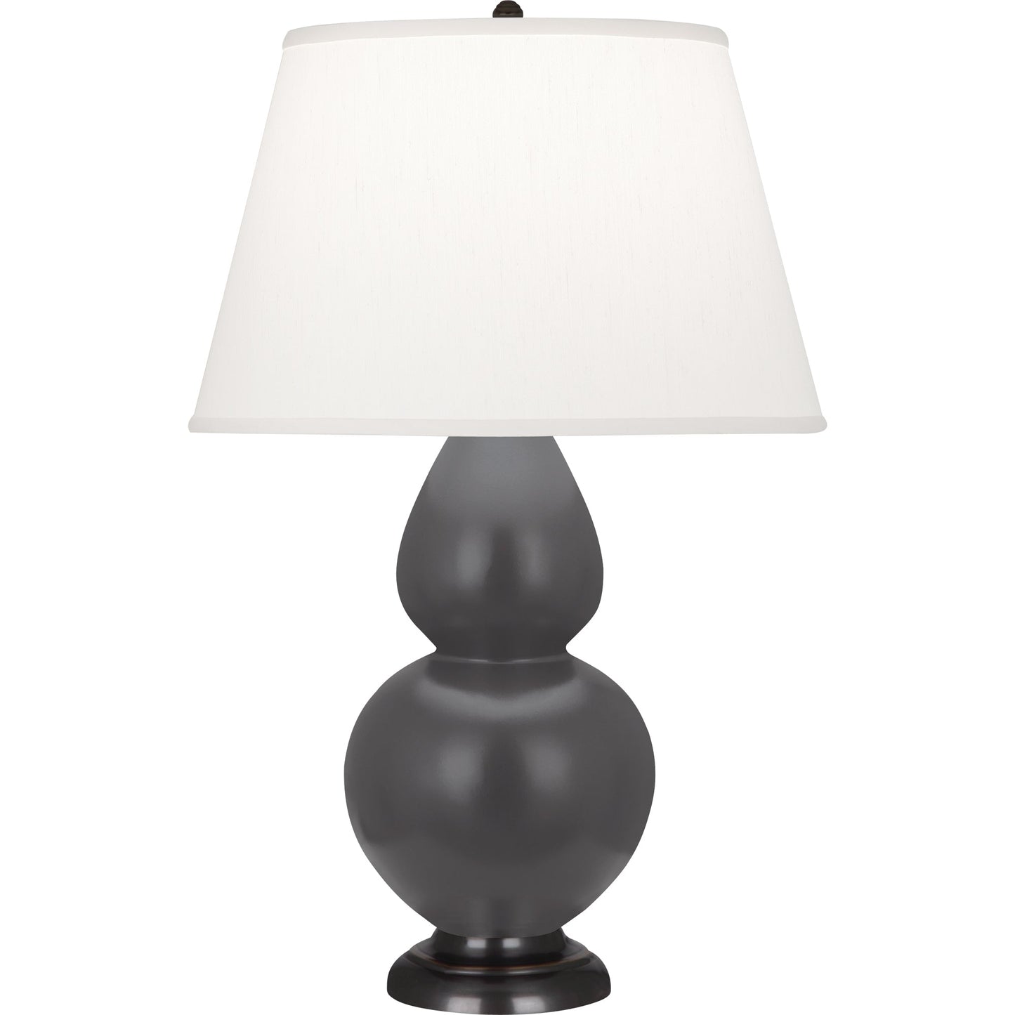 Robert Abbey  Matte Ash Double Gourd Table Lamp in Matte Ash Glazed Ceramic with Deep Patina Bronze Finished Accents MCR57