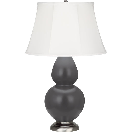 Robert Abbey  Matte Ash Double Gourd Table Lamp in Matte Ash Glazed Ceramic with Antique Silver Finished Accents MCR58