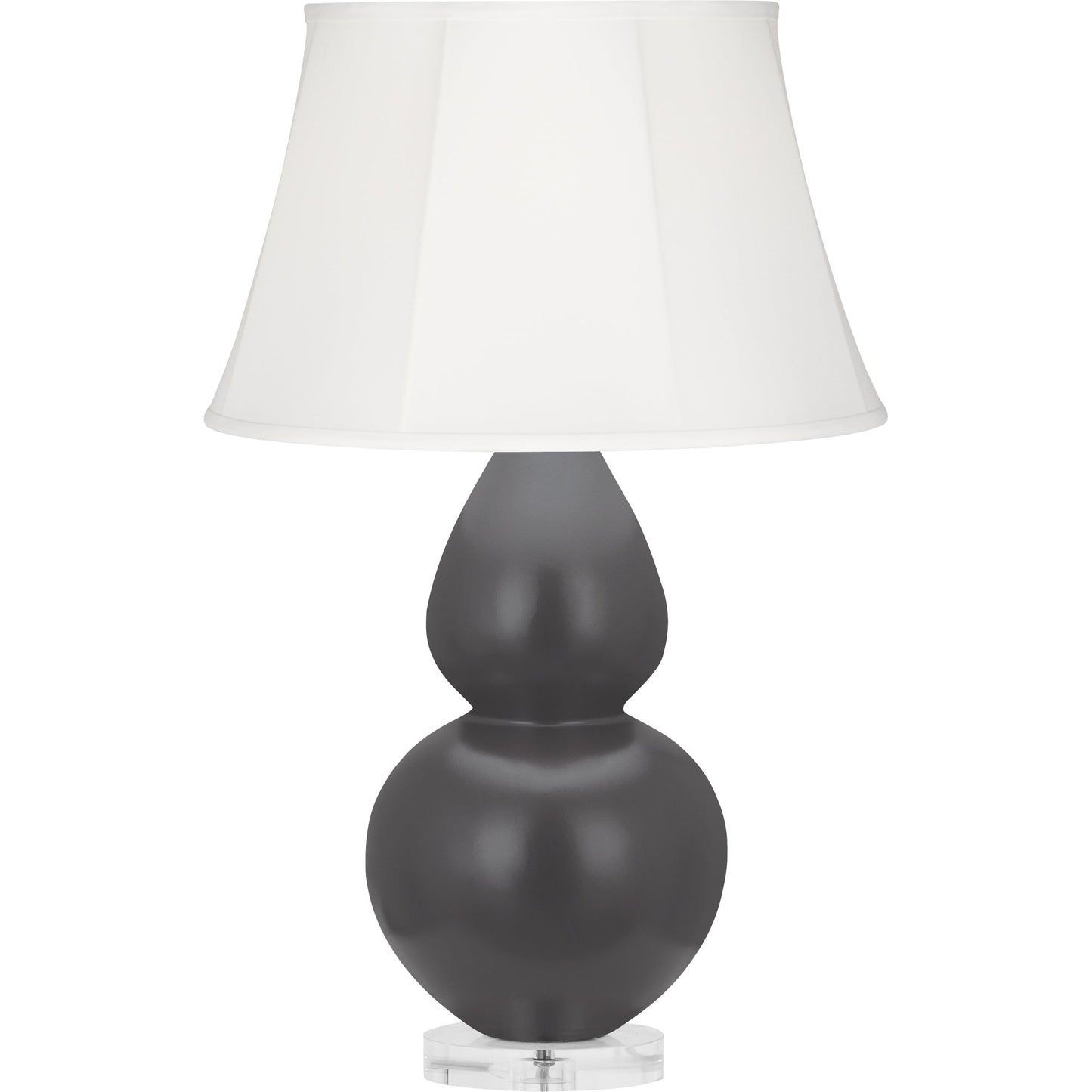 Robert Abbey  Matte Ash Double Gourd Table Lamp in Matte Ash Glazed Ceramic with Lucite Base MCR61