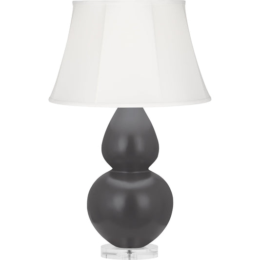 Robert Abbey  Matte Ash Double Gourd Table Lamp in Matte Ash Glazed Ceramic with Lucite Base MCR61