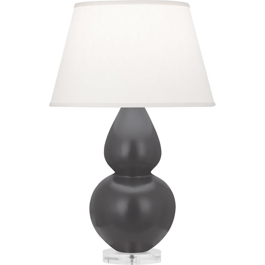 Robert Abbey  Matte Ash Double Gourd Table Lamp in Matte Ash Glazed Ceramic with Lucite Base MCR62