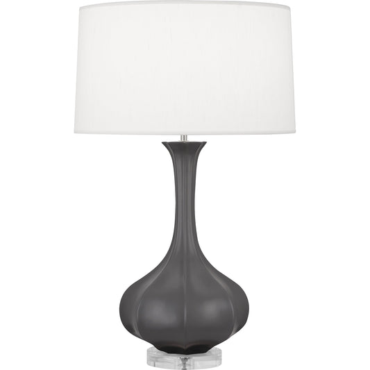 Robert Abbey  Matte Ash Pike Table Lamp in Matte Ash Glazed Ceramic with Lucite Base MCR96