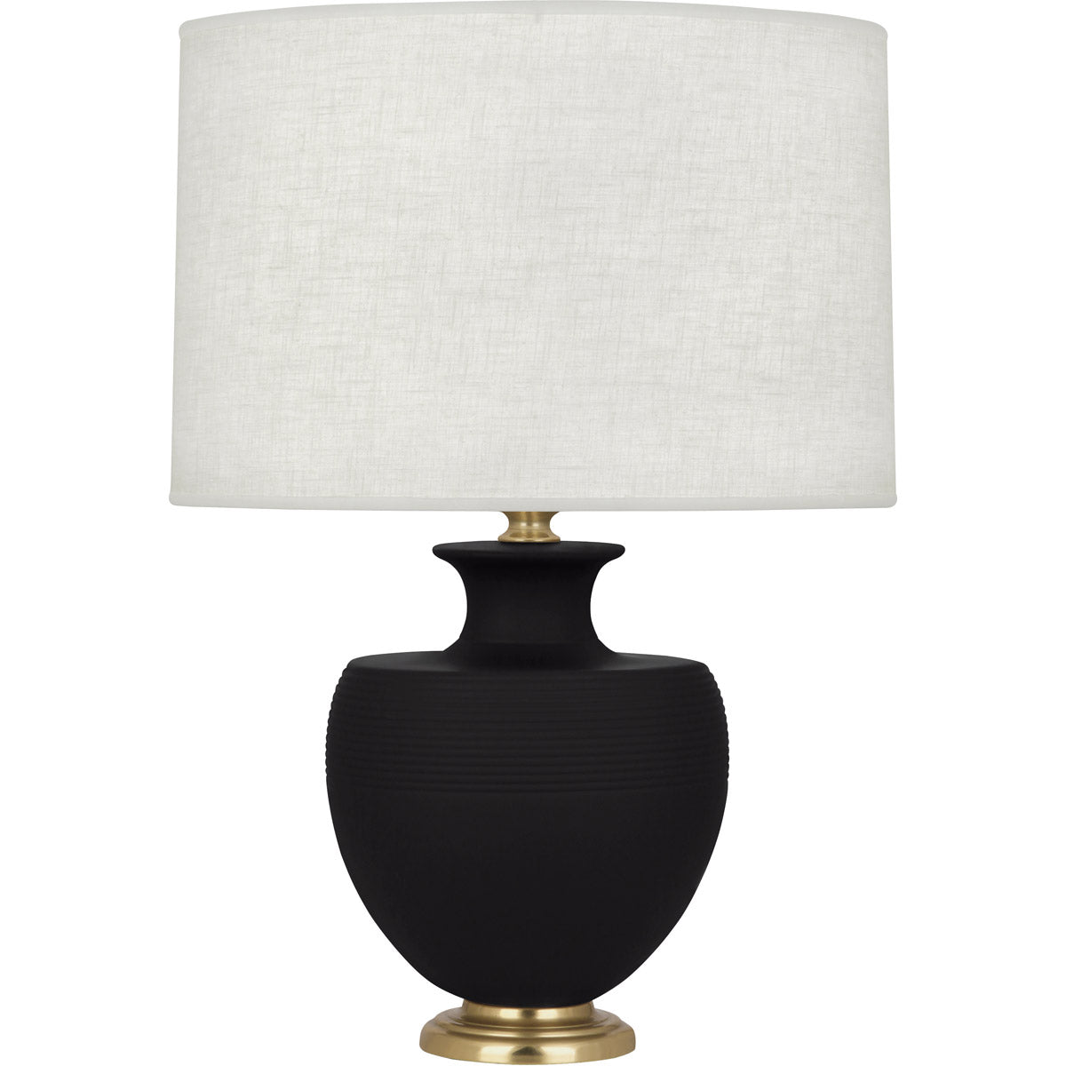 Robert Abbey  Michael Berman Matte Dark Coal Michael Berman Atlas Table Lamp in Matte Dark Coal Glazed Ceramic with Modern Brass Accents MDC21