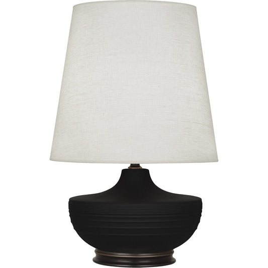 Robert Abbey  Michael Berman Matte Dark Coal Michael Berman Nolan Table Lamp in Matte Dark Coal Glazed Ceramic with Deep Patina Bronze Accents MDC25