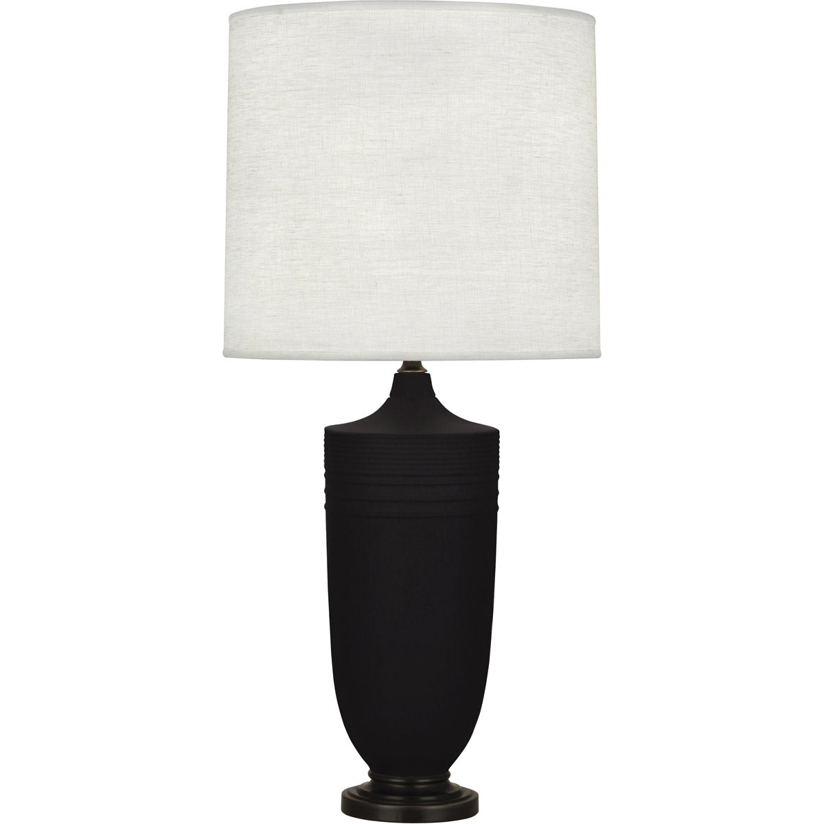 Robert Abbey  Michael Berman Matte Dark Coal Michael Berman Hadrian Table Lamp in Matte Dark Coal Glazed Ceramic with Deep Patina Bronze Accents MDC28